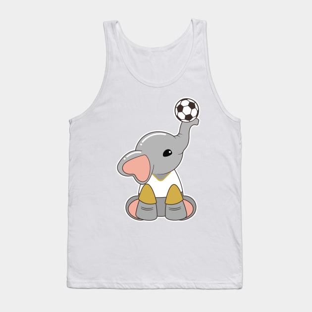 Elephant as Soccer player with Soccer ball Tank Top by Markus Schnabel